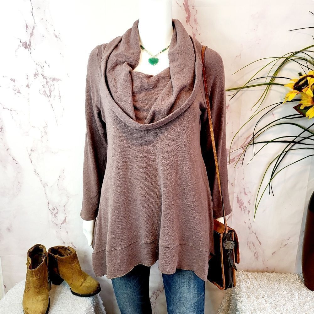 Soft Surroundings soft knit cowl neck tunic sweater